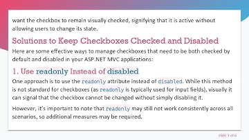 Solving the Checkbox Dilemma: Keeping it Checked and Disabled in ASP.NET MVC