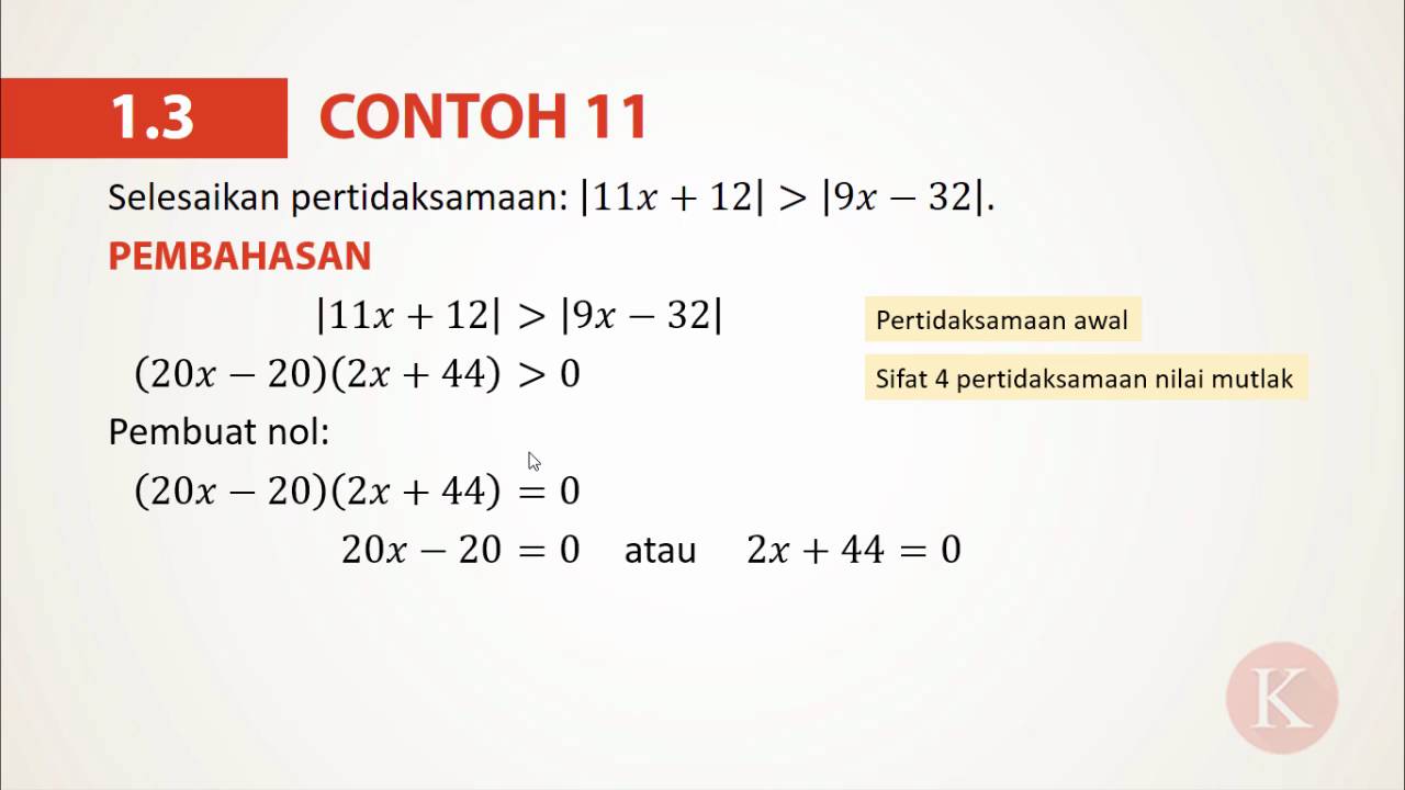 Soal Dan Pembahasan Persamaan Dan Pertidaksamaan Nilai Mutlak