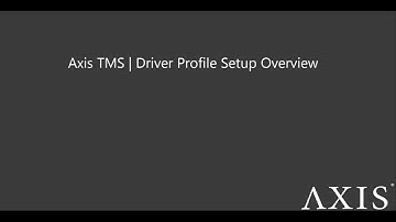 Axis TMS - Driver Setup Overview