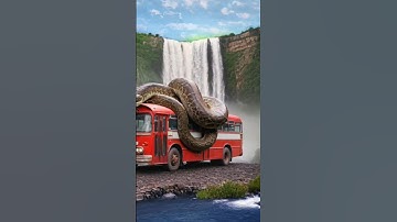 Python on ♥️ Red Bus | a dream worlds | #snake #python #shorts #aiart