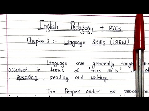 Language Skills (LSRW) || Lecture 3 || English Pedagogy|| Including Previous Year