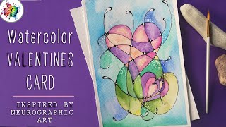 Neurographic Art Watercolor Valentines Card | Easy Watercolor Tutorial
