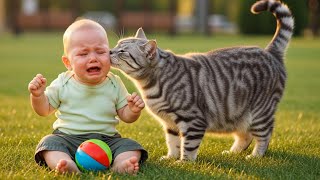 Gray Tabby Cat Brings Crying Baby Back To Mom