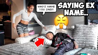 SAYING MY EX NAME IN MY SLEEP TO GET CARENA AND JALECE REACTION...