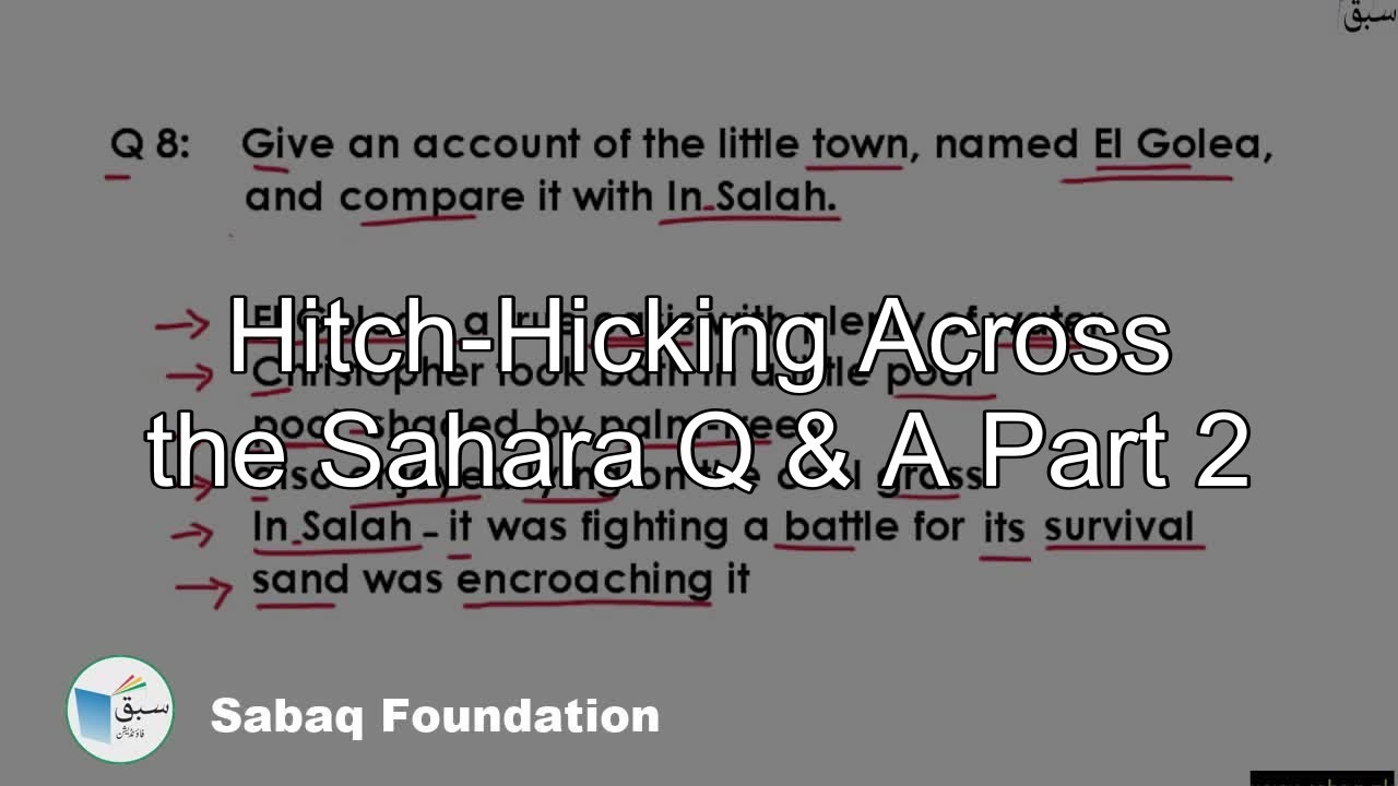 HitchHicking Across the Sahara Q & A Part 2, English Lecture Sabaq