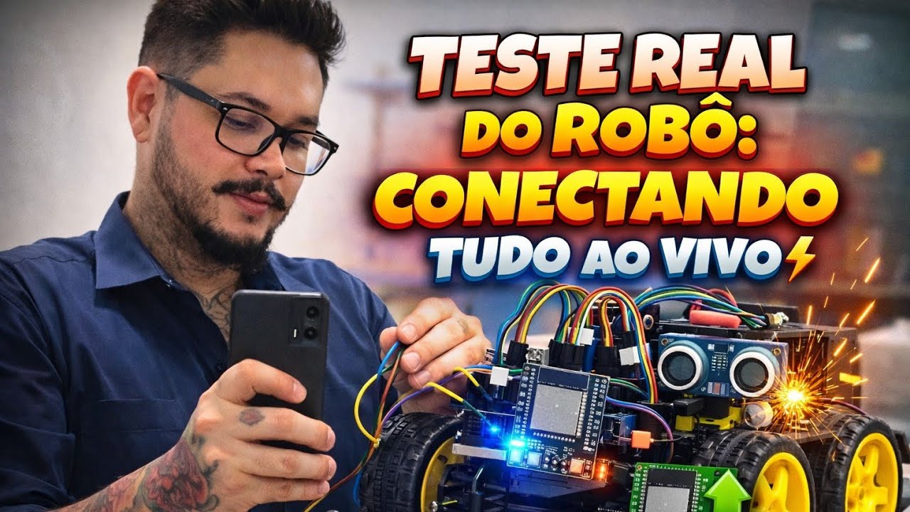 TESTE REAL DO ROBÔ: CONECTANDO TUDO AO VIVO ⚡ | #ESP32 #Robótica #Arduino
