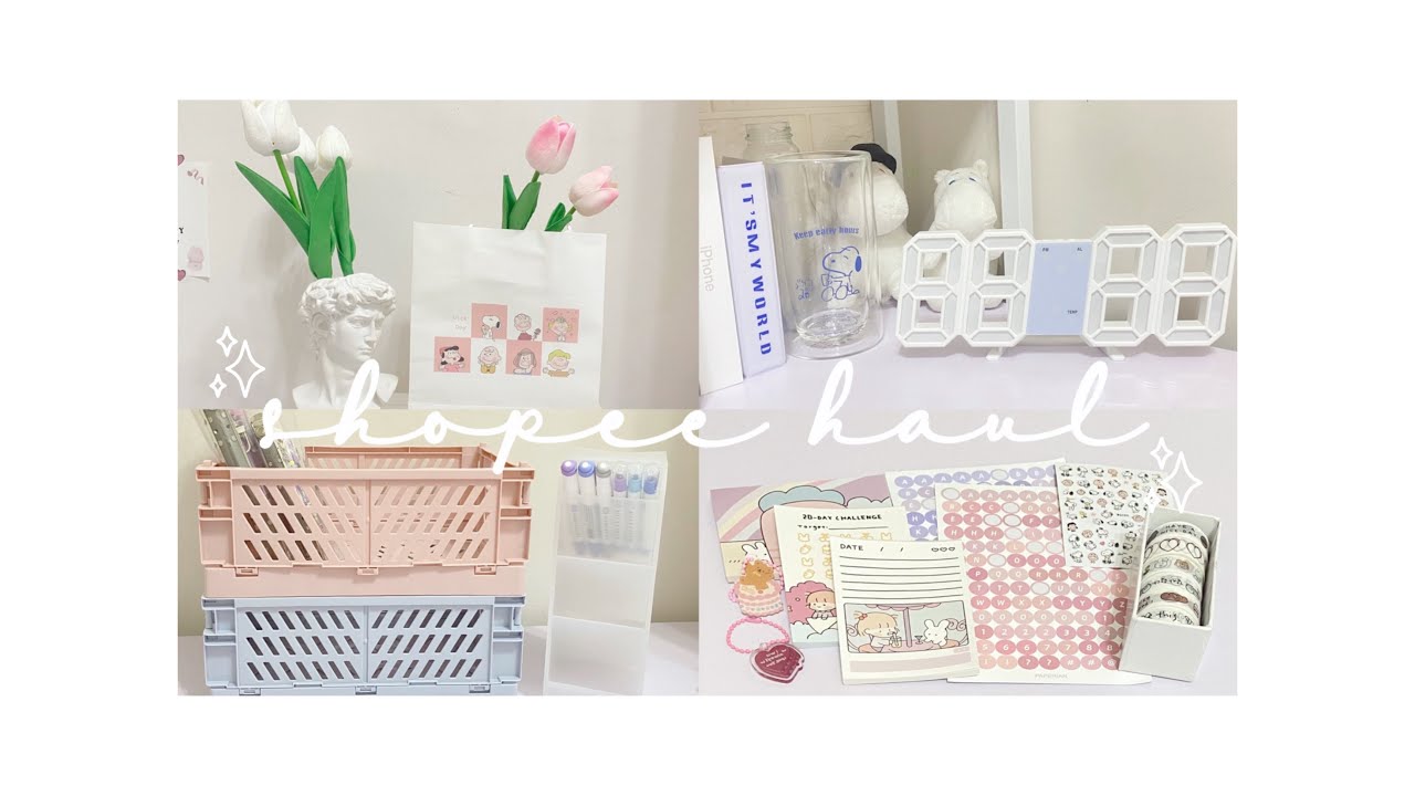 ☁️ huge desk decor and stationery haul 🎀 shopee finds YouTube