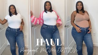 SKIMS TRY ON HAUL | FASHION HAUL PREGNANT MOM EDITION| GOOD AMERICAN JEANS REVIEW