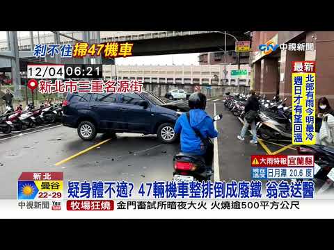 6旬翁開車突暴衝失控 47輛機車如保齡球整排倒│中視新聞 20201204