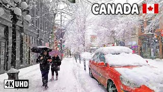 🇨🇦 【4K】❄️❄️❄️ HEAVY SNOWFALL in Canada!!! Downtown Vancouver BC, Canada. February 2025.