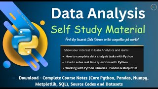 Python Data Analytics | Self Study Notes with Projects Codes #python #datascience #dataanlysis