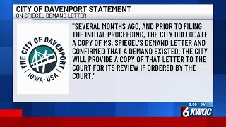 Davenport: It has Spiegel demand letter that led to $1.6 million settlement