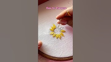 Hand Embroidery designs 🤯 EASY flower Design for Beginners #shorts #embroidery #satinstitch