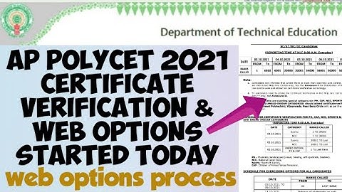 AP Polycet 2021 Certificate verification Imp Dates & Timings//AP Polycet 2021 Web options started