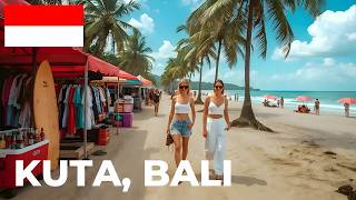 KUTA, Bali Walking Tour 🇮🇩 | Kuta Beach & Busy Streets