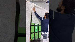 Perfect Wallpaper Cutting &amp; Installation ✂️ | Flawless Wall Transformation #Shorts