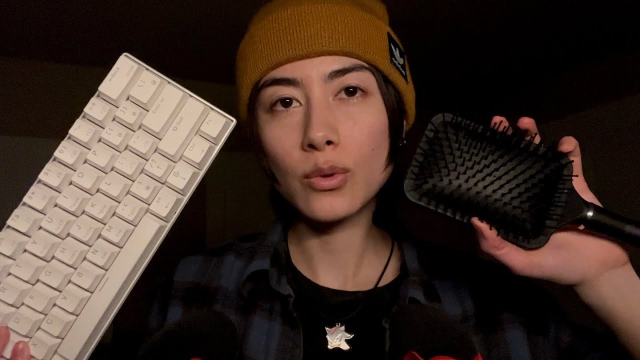 Relax with me - Hairbrush sounds, computer keys, tapping ASMR - YouTube