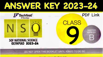 Science Olympiad 2023-24 Set B Class9 Answer key | SOF NSO Class 9 Question Paper with answer | NSO