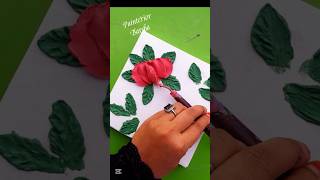 🌹Red Rose Sculpture Art on Canvas | Easy Plaster Art Tutorial for Beginners #Shorts #art #satisfying