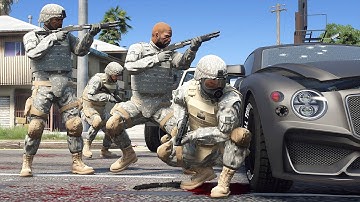 US Army vs LSPD in Gas Station! - GTA 5 NPC Wars