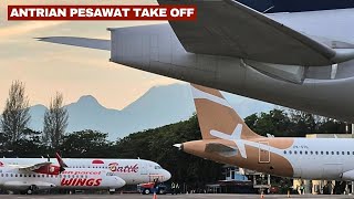Antrian Pesawat Terbang Di Bandara Aceh Pasca Erupsi Gunung Anak Krakatau