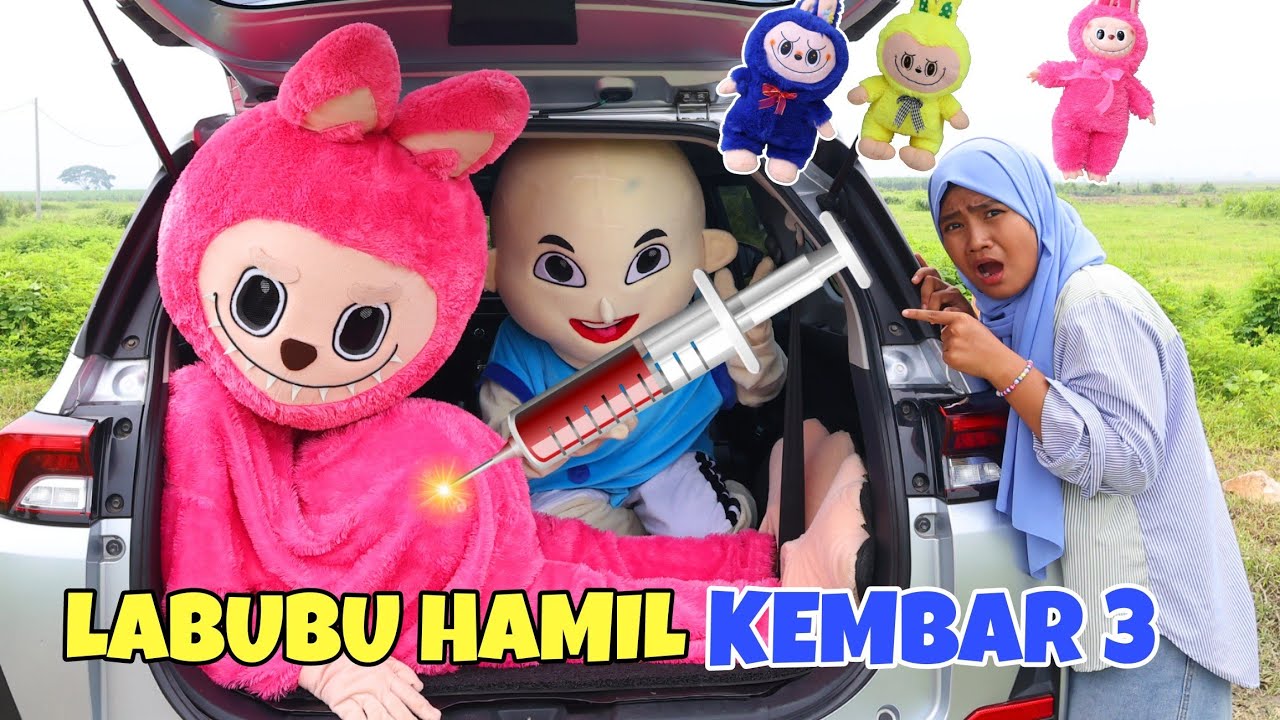 LABUBU HAMIL MELAHIRKAN KEMBAR 3 DI MOBIL DISUNTIK UPIN | CHIKAKU FAMILY