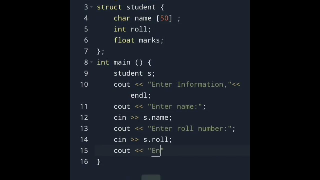 C++ Program to Store Information of a Student in a Structure in 50 X ...