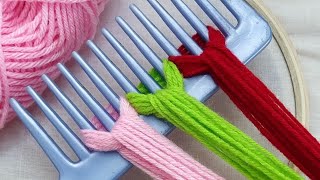 Amazing 2 Beautiful Woolen Yarn Flower making ideas with Hair Comb | Easy Sewing Hack