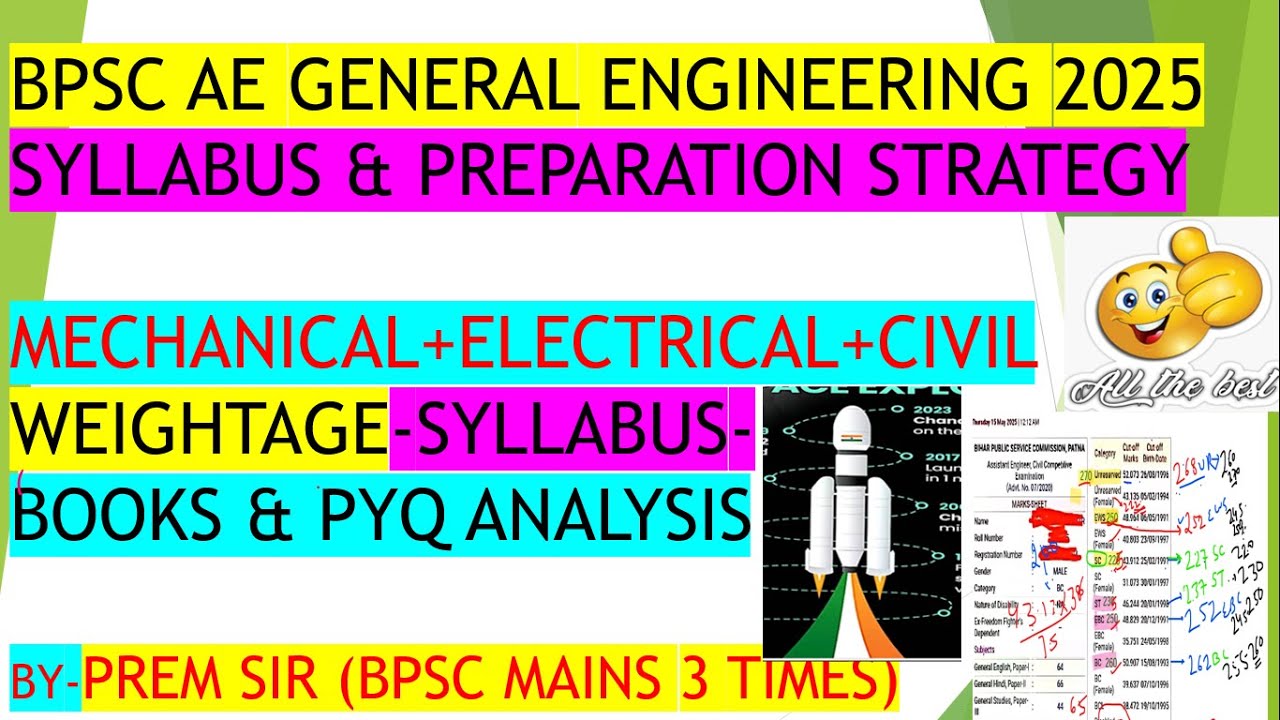 BPSC AE General Engineering Syllabus- Strategy | Weightage -Books/PYQ | Mechanical/Electrical/Civil