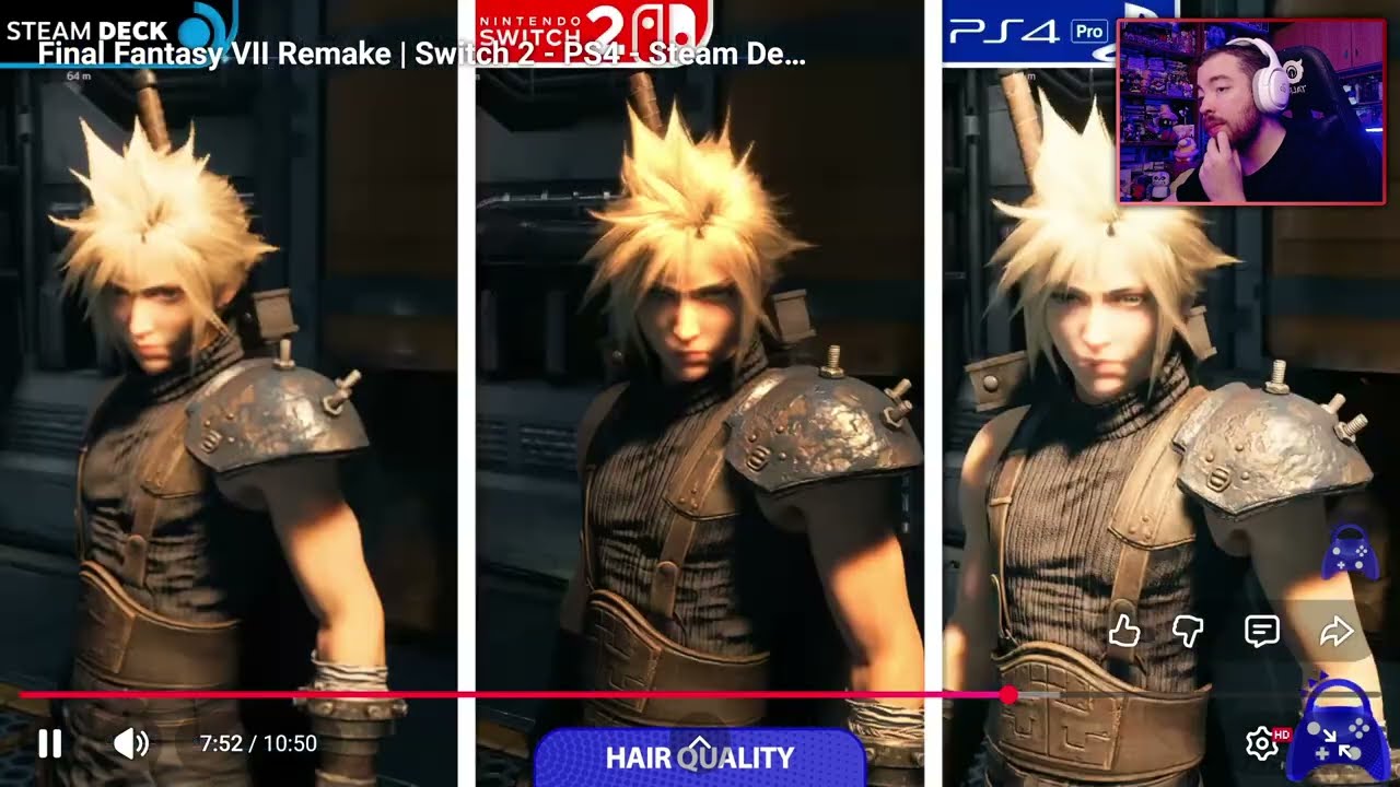¡Se lo han CURRADO! Comparan FINAL FANTASY VII REMAKE en SWITCH 2, STEAM DECK y PS4 PRO