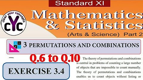 Exercise 3.4 (Q.6 to Q.10) | Permutations and Combination | chapter 3 | Class 11 | maths part 2 |