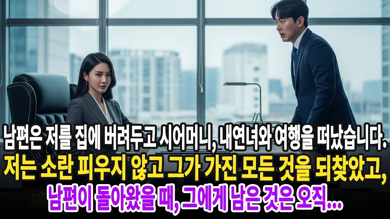 남편은 저를 집에 버려두고 시어머니, 내연녀와 여행을 떠났습니다  저는 소란 피우지 않고 그가 가진 모든 것을 되찾았고, 남편이 돌아왔을 때, 그에게 남은 것은 오직