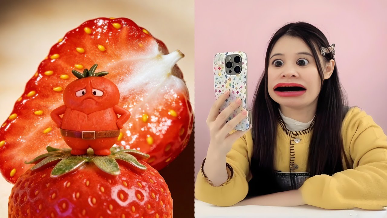 The color-changing strawberry has a 'diamond box'! Open it to find a chubby strawberry person?