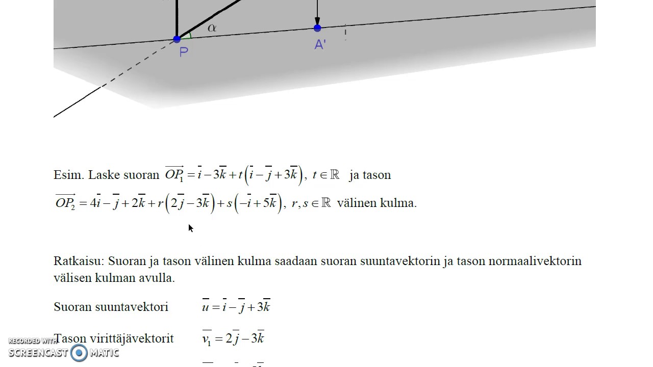 5 2 5 Suora ja taso   välinen kulma