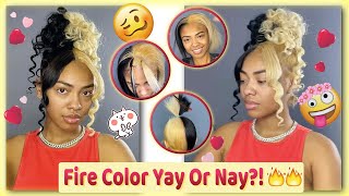 SHOOK😮HIGH GENIE EXTEND PONYTAIL WEAVE WITH TWO BANGS | OMBRE SPLIT DYE ON NATURAL HAIR
