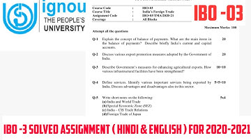 IGNOU IBO -03 MCOM SOLVED ASSIGNMENT 2020-21 !! PDF IN ENGLISH & HINDI .