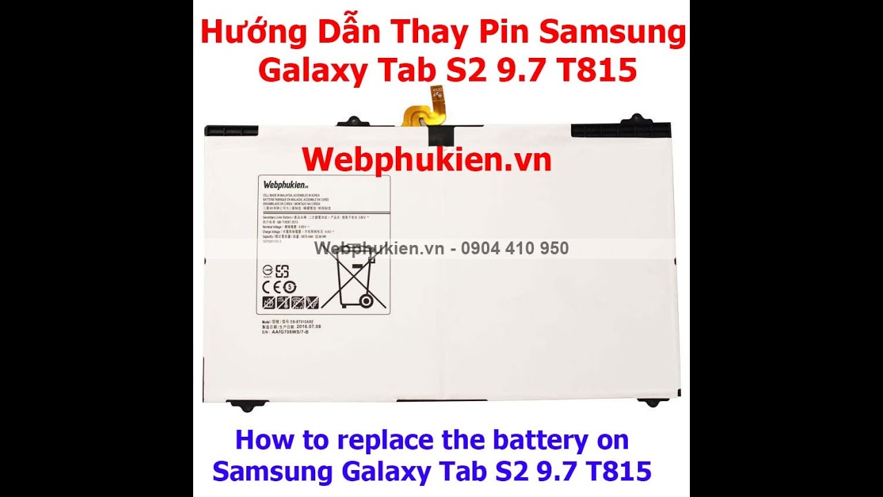 Hướng dẫn thay pin Samsung Galaxy Tab S2 9.7 T815 - YouTube