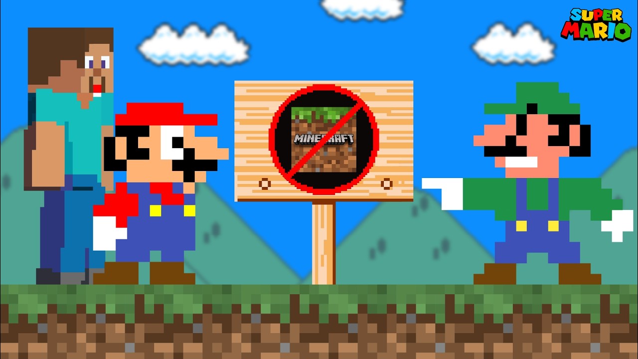 Super Mario Bros., but Everything From Minecraft Is Forbidden Here