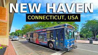 Connecticut Walking Tour - 4K Downtown New Haven Summer Walking Tour
