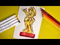 Golden Super Mario drawing by colored pencils and markers.