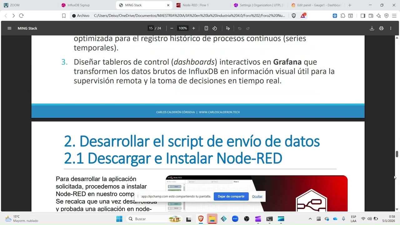 Foro 2: Integrar un sistema en la nube para almacenar y visualizar datos de un proceso Industrial