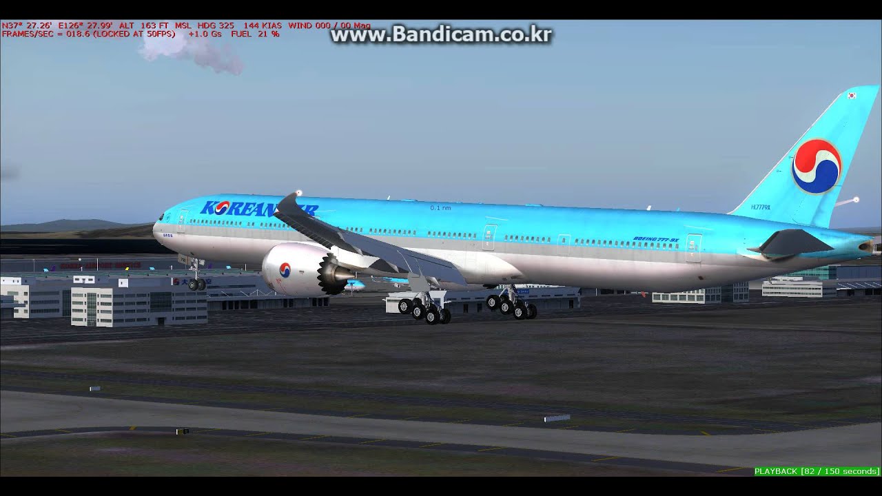 Korean air B777-9x landing at Incheon rwy 33R. - YouTube