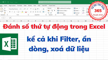 Đánh số thứ tự Tự động trong Excel  kể cả khi Filter, ẩn dòng, xoá dữ liệu
