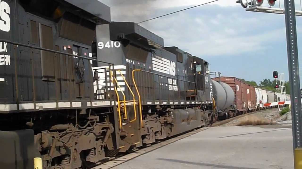 Freight Train Through Raleigh NC 2 Diesel Engines With 102 Cars YouTube