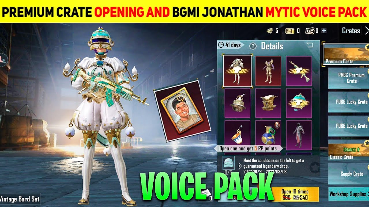 Premium Crate Opening Pubg | Jonathan hindi Voice Pack | Pubg Mobile ...