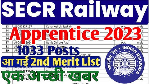 आ गई SECR Railway Apprentice 2nd Merit list 2023 जारी, RRC Railway Apprentice final Merit list out