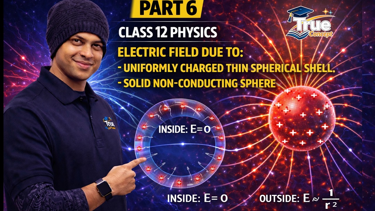 Electric Field due to Spherical Shell & Solid Sphere 🔥 12 Physics Part 6 | Gauss’s Law Applications