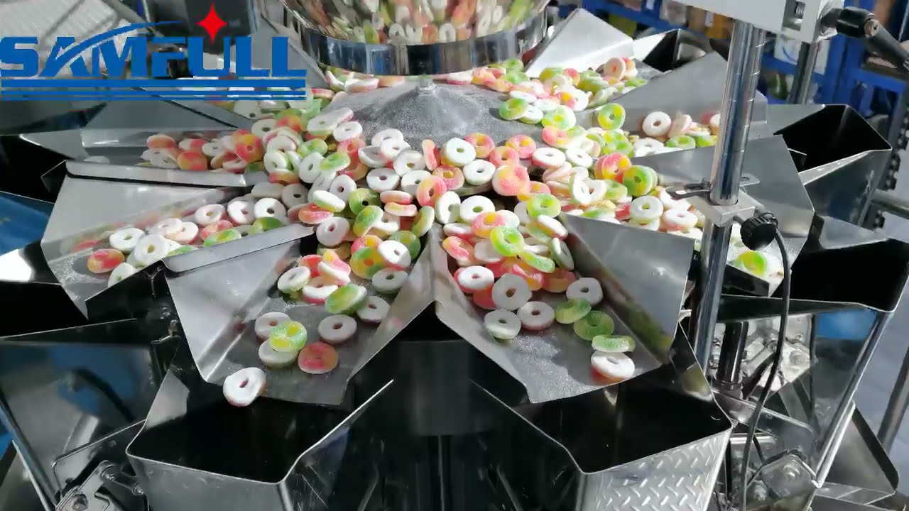 Automatic bite gummy candy doybag weighing filling and packing machine