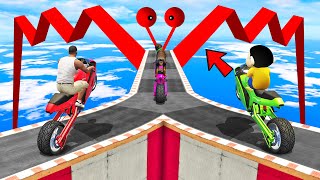 SHINCHAN AND FRANKLIN TRIED THE ZIGZAG SPIDERMAN PARKOUR CHALLENGE BY BIKES CARS TRUCKS GTA 5