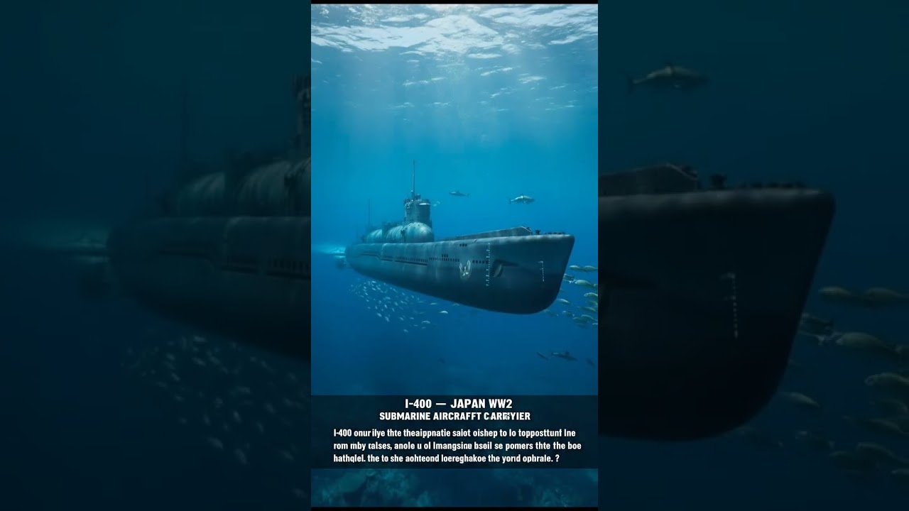 IJN I-400 Japanese submarine aircraft carrier surfacing and cruising underwater in 4K color restoration